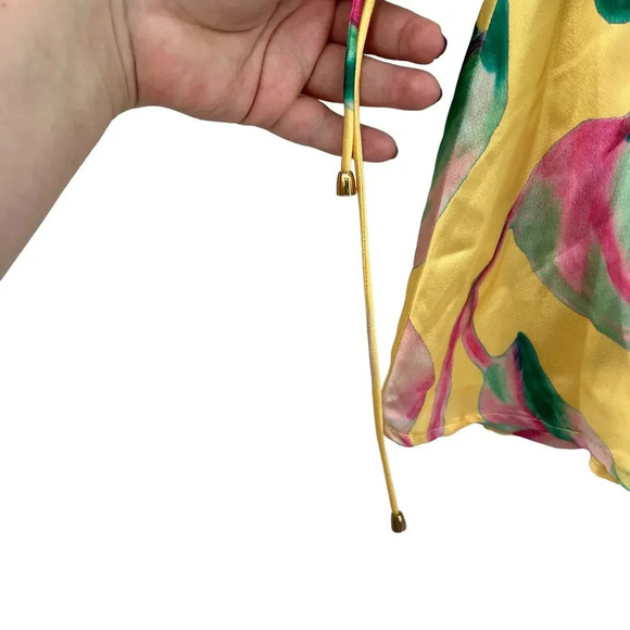 Monanella Radiance Romper Yellow Satin Green‎ Pink Printed Size Small - Picture 7 of 13